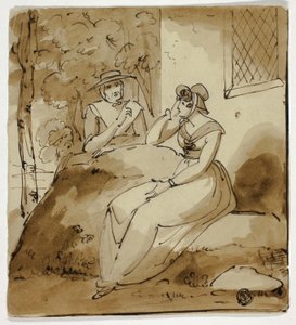 Evin Yakınında Konuşan İki Kadın by Richard Westall