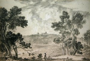 Castel Gandolfo (kağıt üzerine siyah tebeşir) by Richard Wilson