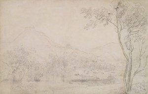 Castell Dinas Bran, Galler (kağıt üzerinde grafit ve siyah tebeşir) by Richard Wilson