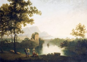 Köylülerin Dansı ile Nehir Ağzında Akşam (tuval üzerine yağlı boya) by Richard Wilson