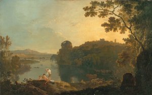 Nehir sahnesi: yıkananlar ve sığırlar, c.1763-65 (tuval üzerine yağlı boya) by Richard Wilson