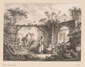 Bir evin kapısından manzaralı bir avlunun görünümü by Richard de Saint Non