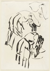Saçını yıkayan bir kadının çizimleri by Rik Wouters
