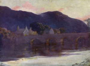 Köprü, Cwm-y-Glo, Akşam (renkli taş) by Robert (after) Fowler
