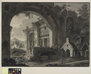 Antik bir banyo ve kulübe kalıntıları ile mimari fantezi by Robert Adam