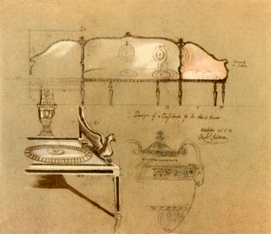 Bir kanepe tasarımı, 1777, 1946. by Robert Adam