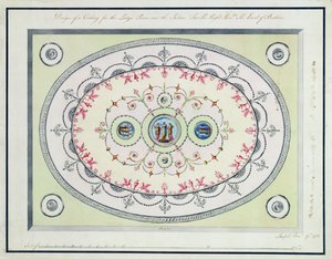 Bayanlar Odası tavan tasarımı, Headfort House, 1772 (döşemeli kağıt üzerine grafit üzerine wc, kalem ve mürekkep) by Robert Adam
