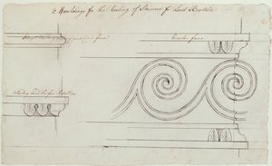 Design for the mouldings on the staircase, Headfort House, 1772 (pen und black ink over graphite on paper) by Robert Adam