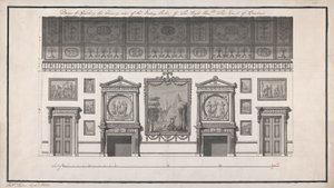 Headfort House, Yemekhane, Baca Yanı (kalem ve siyah mürekkeple kağıt üzerine kurşun kalemle yıkayınız) by Robert Adam