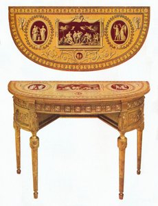 Bir çift Adam yan sehpadan biri, üstü Pergolesi tarzında boyanmış, 18. yüzyıl by Robert Adam