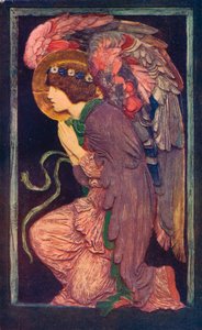 An Angel Adoring`, Robert Anning Bell tarafından renkli bir alçı kabartma, c1901 1901-1902.