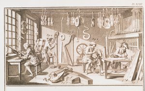 Enstrüman yapımcıları atölyesi, Denis Diderot Ansiklopedisi 1713-84 ve Jean le Rond dAlembert 1717-83 1751-72