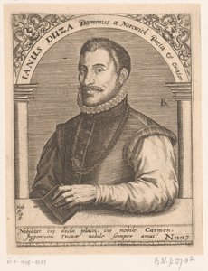 Janus Dousa'nın Portresi Janus Duza Dominus, Nortwick Poeta ve Hatip. (nesne üzerindeki başlık) On beşinci ve on altıncı yüzyıl bilim adamlarının portreleri dizisi (dizi başlığı)