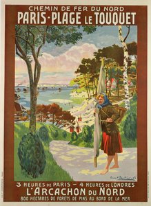 Poster reklamı Paris-Plage le Touquet, Pas de Calais, c.1910 (renkli taş) by Robert Boullier