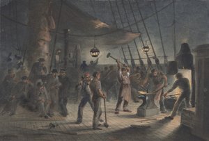Güvertedeki Demirhane, 9 Ağustos Gecesi: Kaptan için Demir Kaplamanın Hazırlanması, 1865-66.