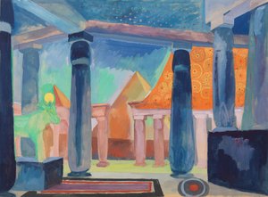 Kleopatra için Sahne Tasarımı, c.1918 (kağıt üzerine suluboya, guaj, metalik boya ve grafit) by Robert Delaunay
