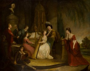 Sir Henry Bridgeman ve Ailesi Handel Büstünün Altında Müzik Yapıyor, c.1762-90 (tuval üzerine yağlı boya) by Robert Edge Pine