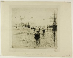 Vapurlar ve Gondollar ile Lagune, Venedik by Robert Frederick Blum