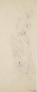 Muhtemelen Moods to Music duvar resmi için çiçek desenli elbiseli kadın taslağı, 1893-98 (devetüyü dokuma kağıt üzerinde grafit ve sarı kalem) by Robert Frederick Blum