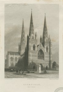 Lichfield Katedrali - Batı Cephesi: çelik gravür, nd [c 1835-1842] (baskı) by Robert Garland
