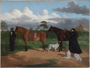 Bayan Adolphus, Siyah Jimmie ile Merrang İstasyonunda Yüzerken, 1856 by Robert Hawker Dowling