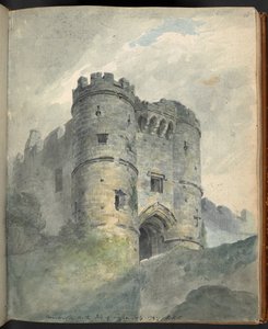 Carisbrooke Kalesi, Wight Adası. Farnham, Southampton, Wight Adası, Winchester, vb. içinde ve çevresinde kurşun kalem, tükenmez kalem ve mürekkep, sulu boya ve tebeşirle manzara, mimari eski eserler vb. Görünümler, Sir Robert Ker Porter tarafından, 1797