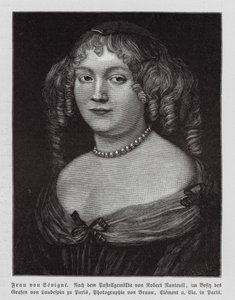 Madame de Sevigne, Fransız yazar (gravür)