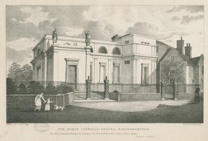 Wolverhampton - Roma Katolik Şapeli: litografi, nd [c 1844] by Robert Noyes