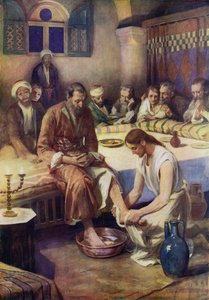 İsa Havarilerin Ayaklarını Yıkamak (renkli taş)