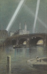 Londra Köprüsü Üzerinde Savaş Projektörleri by Robert Randoll
