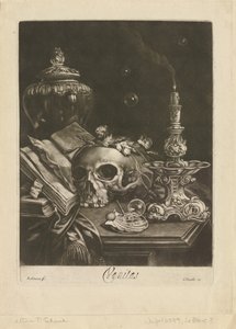 Vanitas Natürmort, c.1685-88 (mezzotint ve kalem işi) by Robert Robinson