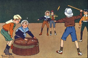 Osselets ve quinet. Gravür “” Ne oynuyoruz? Robert Salles (1871-1929) tarafından suluboya çizimleri ile E. Weber tarafından “”. Kütüphane Garnier Freres, Paris by Robert Salles