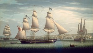 Greenock Açıklarında Manevra Yapan "Favori" Gemi by Robert Salmon