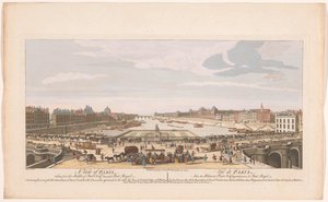 Pont Neuf'un ortasından Pont Royal'e doğru çekilmiş bir Paris manzarası (...) (nesne üzerindeki başlık) Paris (seri başlığı) by Robert Sayer