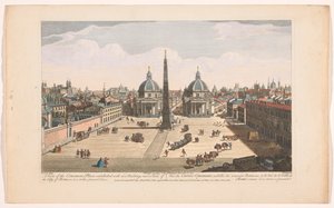 Gezicht op het Piazza del Popolo te Roma Yeni binalarla süslenmiş Common Place
