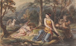 Av Tanrıçası Diana, Ormanlık Bir Manzarada Satirler, uyuyan Aşk Tanrısı ve Pegasus ile birlikte