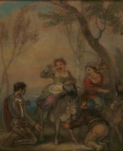Don Kişot için İllüstrasyon (Eşek üzerinde figürlerle) by Robert Smirke