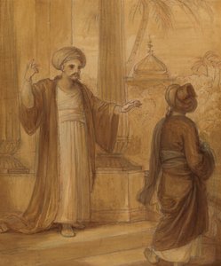 Ayakta Duran İki Erkek Figürüyle Bir Doğu Romantizmi, muhtemelen 'Arap Geceleri' için İllüstrasyon by Robert Smirke