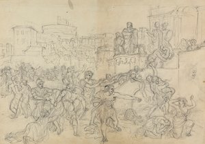 Shakespeare'in Titus Andronicus Oyunundan Roma'ya Giren Gotların Taslağı by Robert Smirke