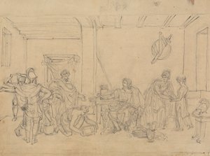 Romalı Askerlerle İç Mekan Sahnesinin İncelenmesi by Robert Smirke