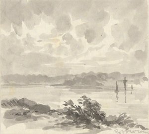 Manzara - Göl ve Tepeler Manzarası by Robert Walter Weir