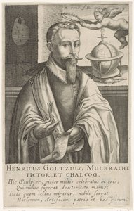 Hendrik Goltzius'un portresi, c.1610 (gravür) by Robert Willemsz de Baudous