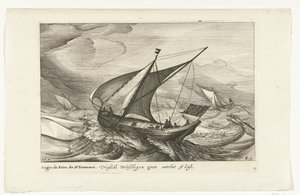 Frizce feribotları Vriesche Ferry, yaklaşık 38 Last / Cague de Frise kadar büyük gemiler. 38 Tonneaux (nesne üzerindeki başlık) Hollandalı gemi türleri, 1627 (seri başlığı) Divers Navires Don ton se sert dans les Provinces Unies / Icones Variarum Navium Ho by Robert de Baudous (possibly)