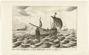 Haringbuizen Haring Buyssen groot omtrent 40 Last / Buche ou Flibot de 40 Tonneaux (nesnedeki başlık) Hollandse scheepstypen, 1627 (dizi adı) Diverse Navires Don ton sert dans les Provinces Unies / Icons by Robert de Baudous (possibly)