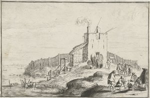 Bir nehir üzerinde küçük kale by Robert van den Hoecke