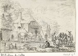 Askerler iki arabada Kampların olduğu manzaralar (dizi başlığı) by Robert van den Hoecke