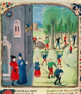 Ms. Lat 1173 Haymaking and Woodcutting, from the Hours of Charles d