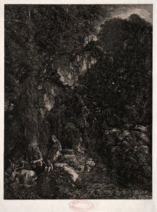 Geyik ile Kutsal Aile, 1871. by Rodolphe Bresdin