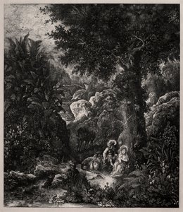Eyerli Eşekle Mısır Uçuşunda Dinlenme, 1871. by Rodolphe Bresdin