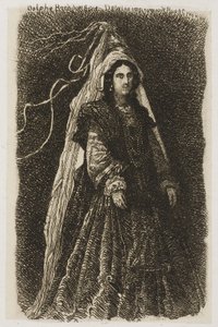 Fantastik Ortaçağ Kostümlü Kadın by Rodolphe Bresdin